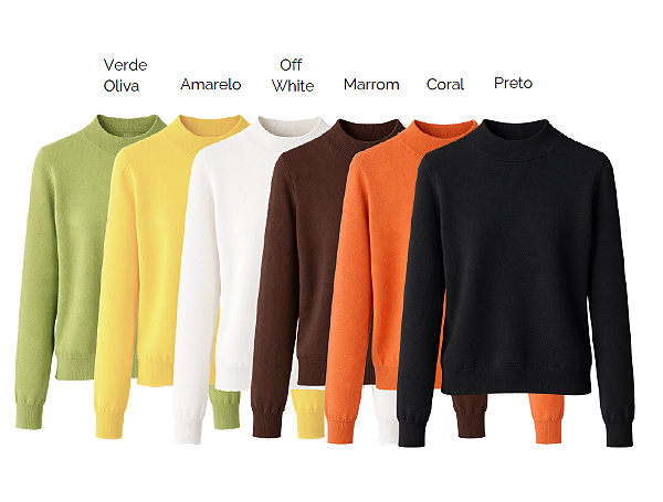 Blusa Retilinea Gola Semi Alta