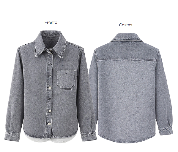 Camisa Jeans Preto Com Bolsos