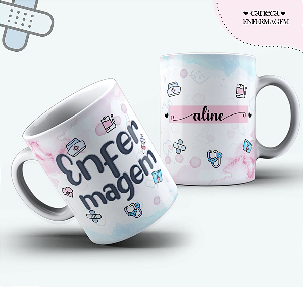 Caneca Porcelana Enfermagem Sublimada Personalizada