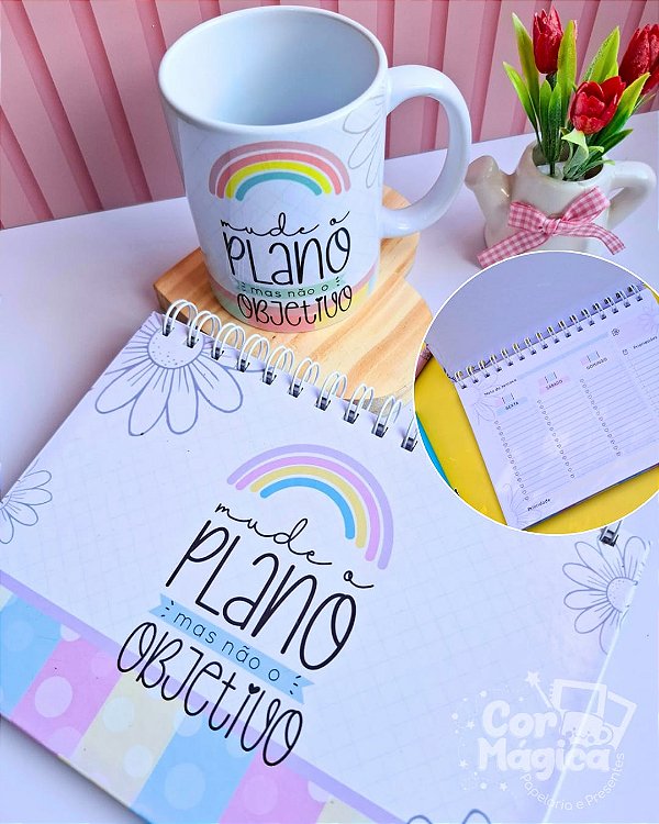Kit Planner Semanal + Caneca Plano e Objetivo