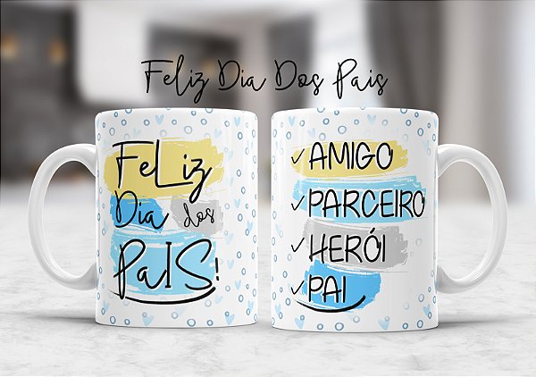 Caneca de Porcelana Pai - Amigo, Parceiro, Herói