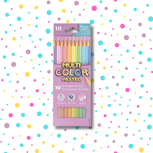 Lápis de cor Multicolor 10 cores Tons Pastel