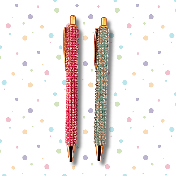 Caneta Luxo Strass Neon