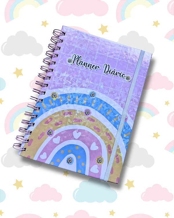 Planner diário rosa arco- íris