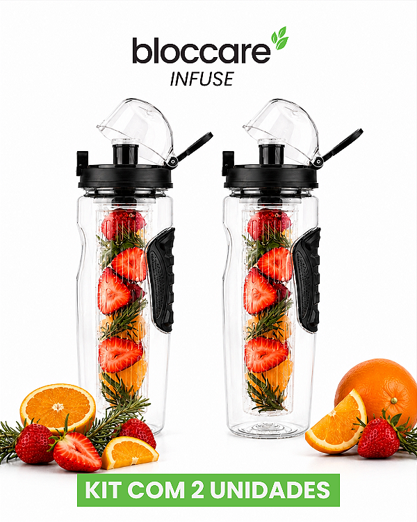 Garrafa De Água Com Infusor Bloccare Infuse 946ml - Kit com 2 unidades