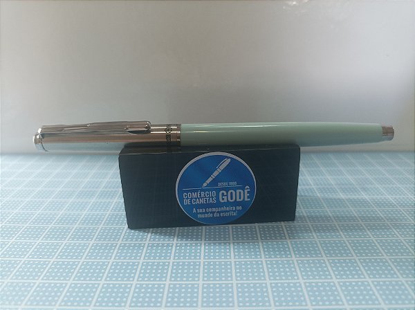 Caneta Tinteiro Hero 007 - Tampa de Aço - Cor Azul Claro
