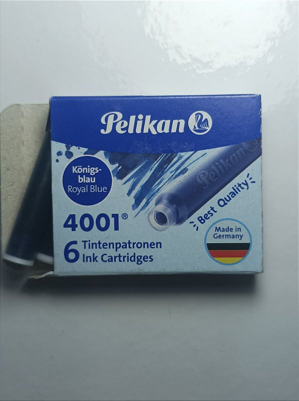 Tinta Pelikan 4001 - Azul Royal Lavável -  com 6 Cartuchos