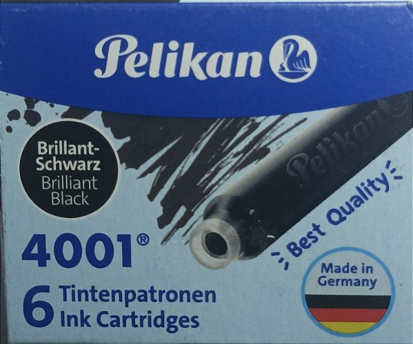 Tinta Pelikan 4001 Preto Permanente - 6 Cartuchos