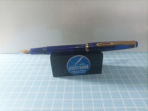 Caneta Tinteiro Click - Modelo Majestic Azul Transparente - Pena F