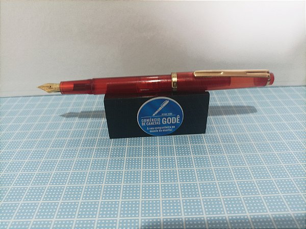 Caneta Tinteiro Click - Modelo Majestic Vermelho Transparente - Pena F