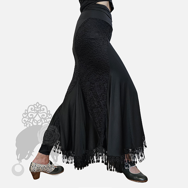 Saia Romances Renda Preta