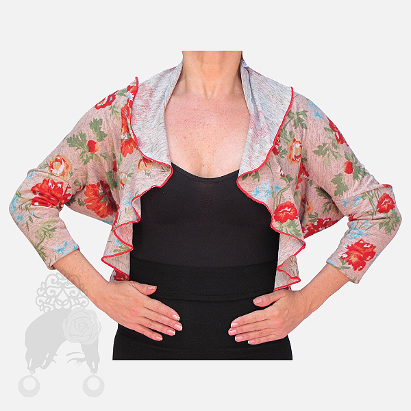 Bolero Rosas Malha Estampado