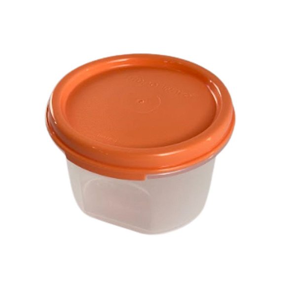 Pote Modular Redondo 200ml - Transparente Tampa Laranja