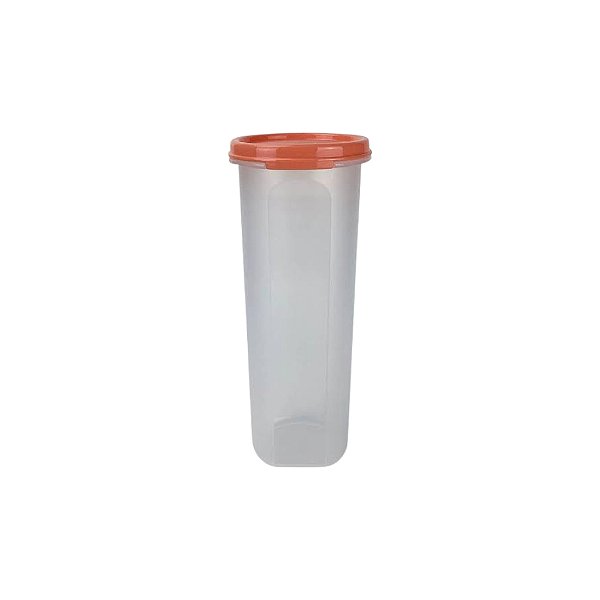 Pote Modular Redondo 890ml - Transparente Tampa Laranja
