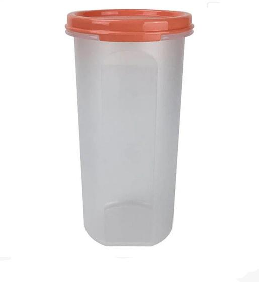 Pote Modular Redondo 650ml - Transparente Tampa Laranja