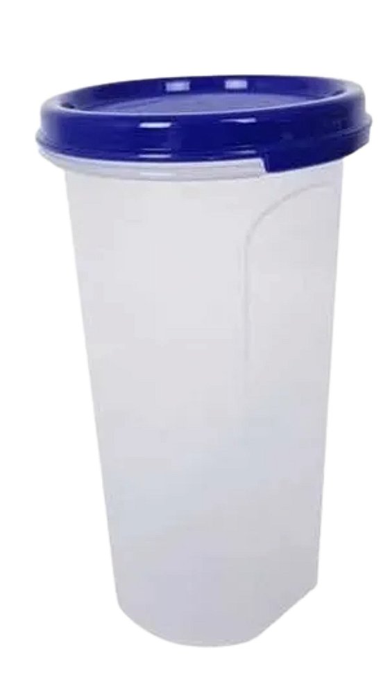 Pote Modular Redondo 650ml - Transparente Tampa Azul Marinho