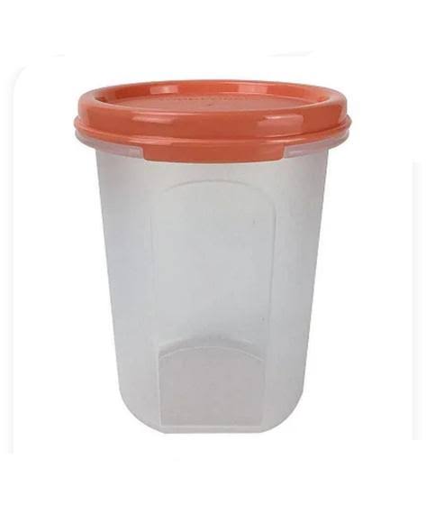 Pote Modular Redondo 440ml - Transparente Tampa Laranja