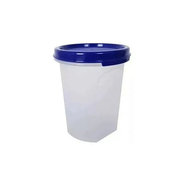 Pote Modular Redondo 440ml - Transparente Tampa Azul Marinho