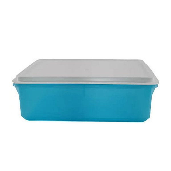 Tupperware Maxi Caixa 2,5 Litros - Azul Caribe Tampa Branca