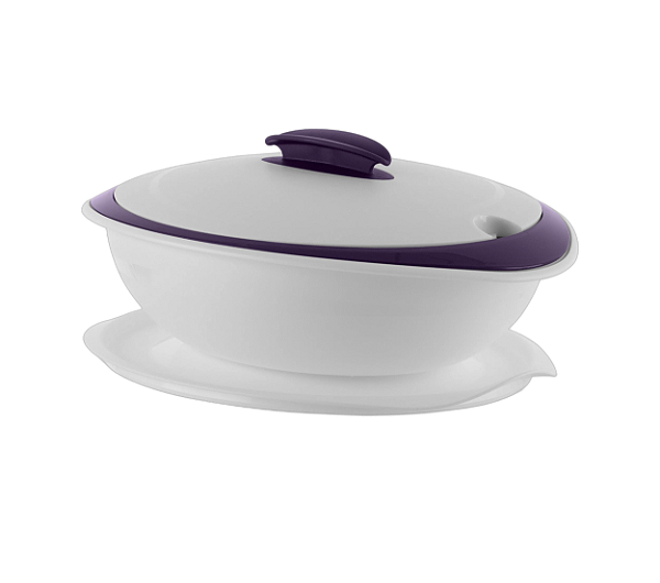 Tupperware Tigela Thermo 1,5 Litros Sem Colher - Beringela e Branco