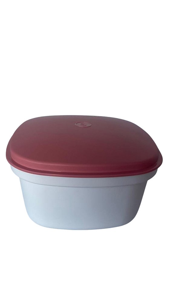 Tupperware Travessa Actualité Quadrada 2,5 Litros - Branco/Rosa Antigo