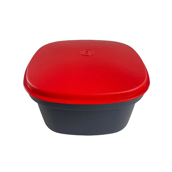 Tupperware Travessa Actualité Quadrada 2,5 Litros - Preta Tampa Vermelha