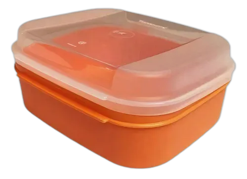 Tupperware Visual Box Pequeno 1 Litro - Laranja Tampa Transparente