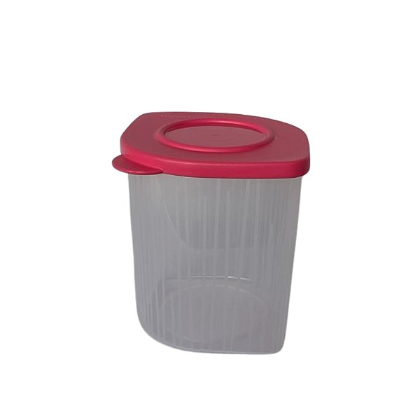 Tupperware Fresh Box Quadrada 1 Litro - Translucida Tampa Flamingo