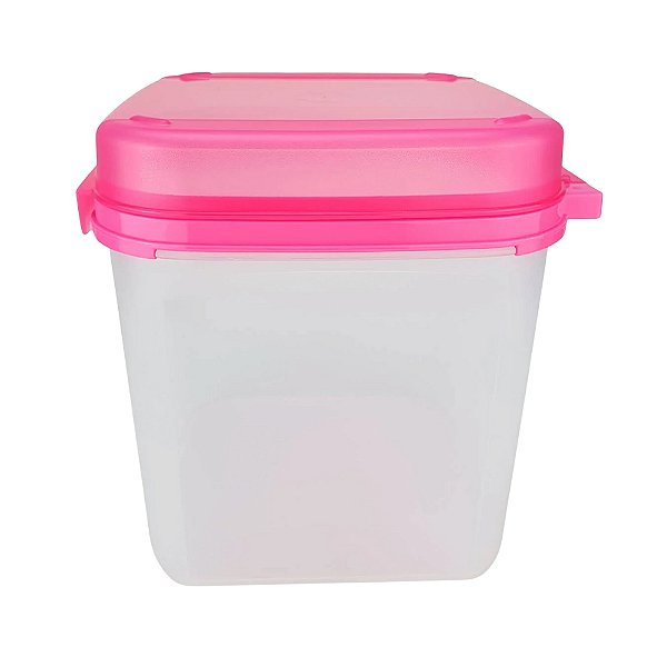 Tupperware Modular Quadrada Classic Policarbonato - Transparente Tampa Pink