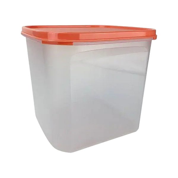 Pote Modular Retangular 4,3 Litros - Transparente Tampa Laranja