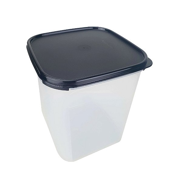 Pote Modular Quadrado 4 Litros - Transparente Tampa Preto Cosmo