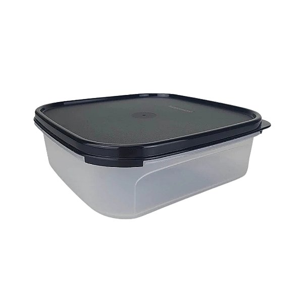 Pote Modular Quadrado 1,2 Litros - Transparente Tampa Preto Cosmo