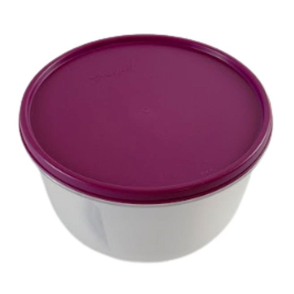 Tigela Tupperware Visual 2 Litros - Transparente Com Tampa Roxa