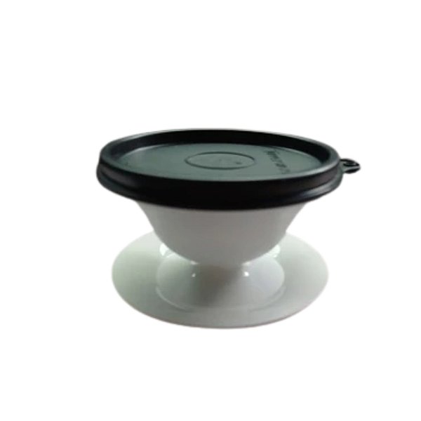 Tupperware Tacinha Com Tampa 130ml - Branco Translúcido Tampa Preta
