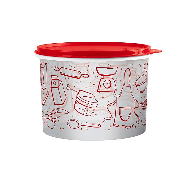 Tupperware Tupper Caixa Receitas 2,4 Litros - Translucido Decorado Tampa Vermelha