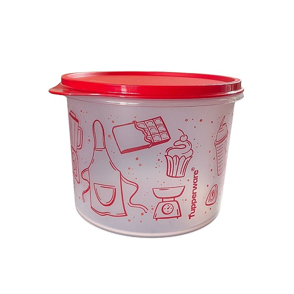 Tupperware Tupper Caixa Receitas 1,7 Litros - Translucido Decorado Tampa Vermelha