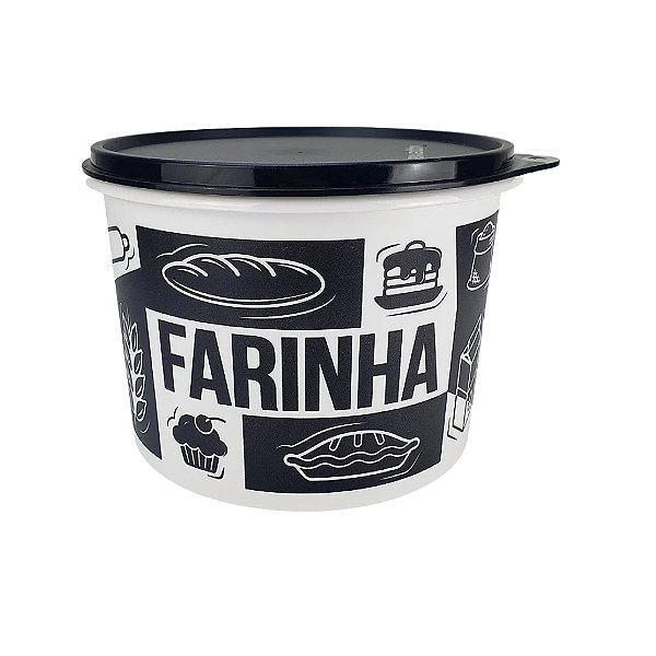 Tupperware Tupper Caixa 2,4 Litros Farinha - Pop Box Branco/Preto