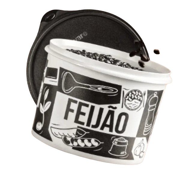Tupperware Tupper Caixa 2,4 Litros Feijão - Pop Box Branco/Preto