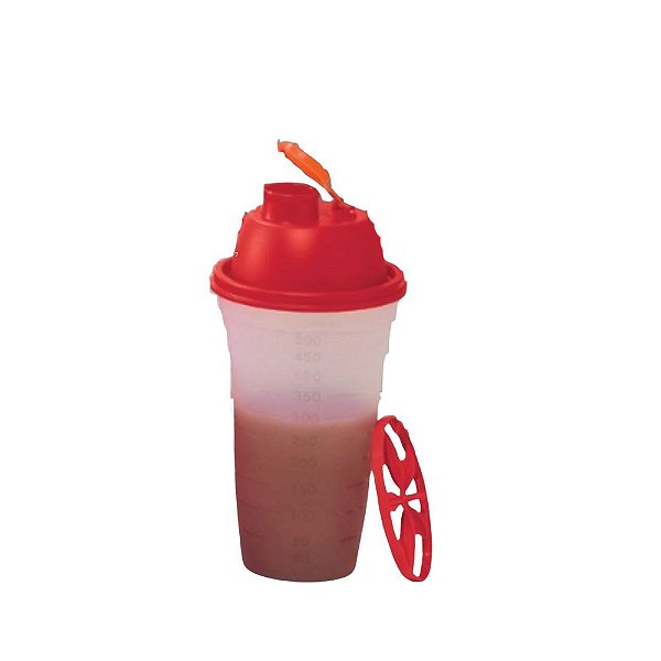 Tupperware Quick Shake 500ml - Transparente/Vermelho/Laranja
