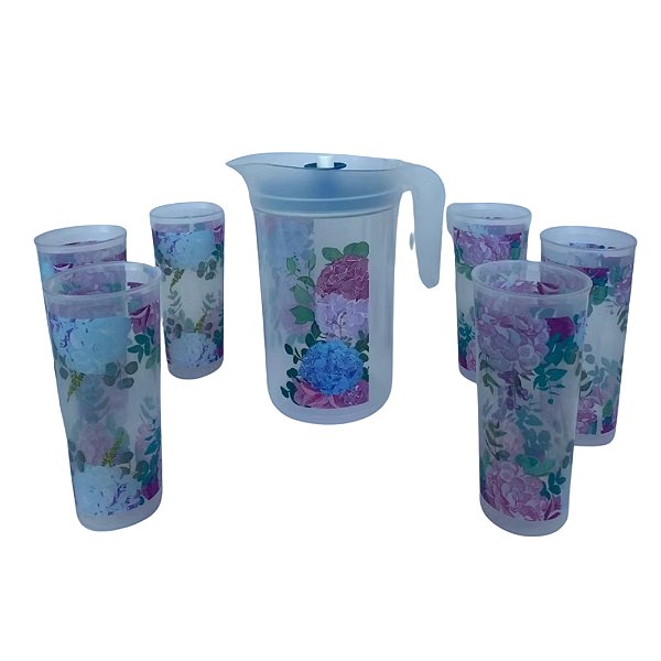 Tupperware Kit Hortênsia - Jarra 2l + 6 Copos 400ml