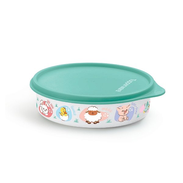 Tupperware Tupper Pratinho 500ml - Baby Fazendinha/ Branco Tampa Tiffany