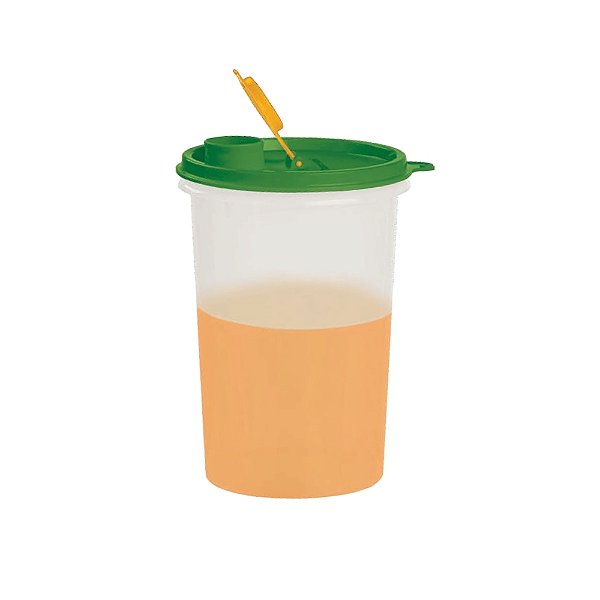 Tupperware Guarda Suco 1 Litro - Transparente Tampa Verde/Amarelo