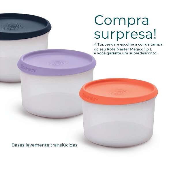 Tupperware Pote Master Mágico 1,5 Litros - Tampa Surpresa