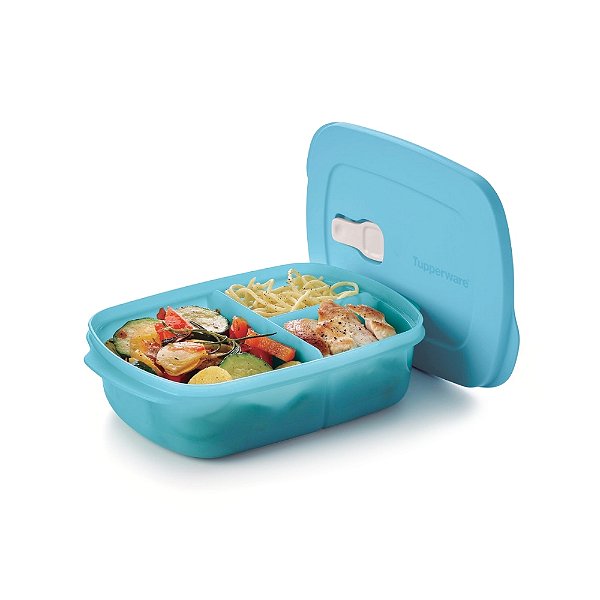 Tupperware Tigela Cristalwave Retangular Geração II 1 Litro - Translúcida Azul