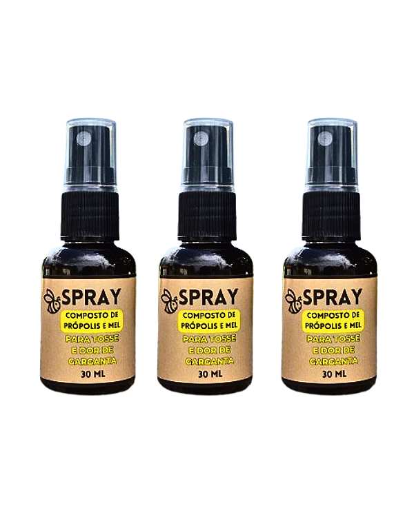 Kit 03 Spray PRÓPOLIS E MEL COM GENGIBRE - 30ML