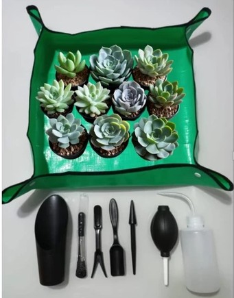 Kit Tapete de Plantio e Mini Conjunto de Ferramentas
