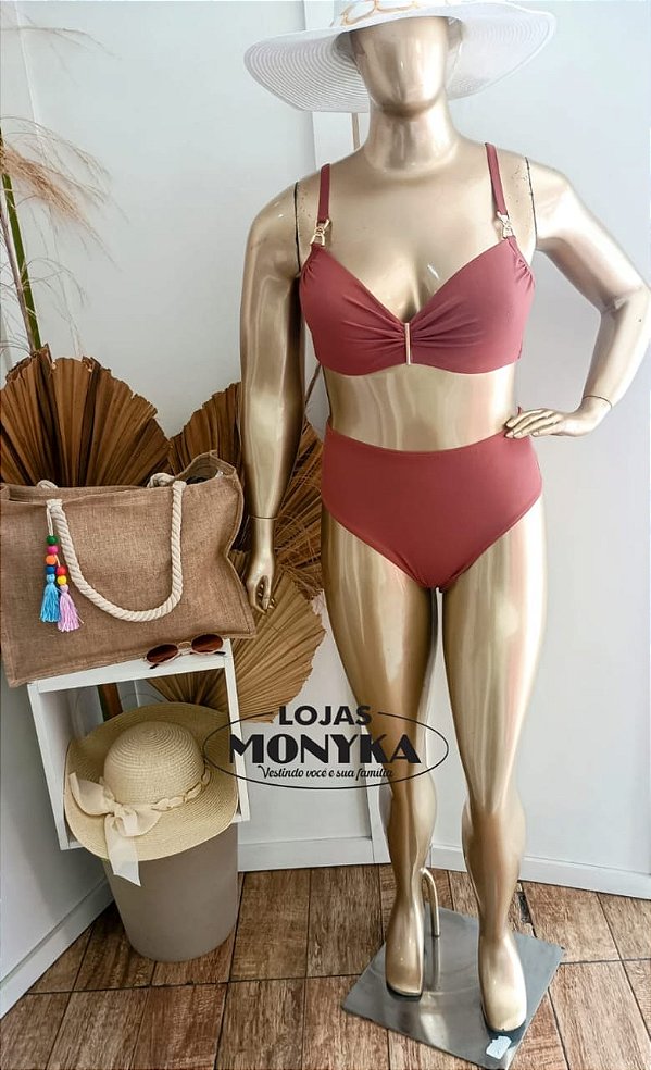Biquíni marrom alça detalhes