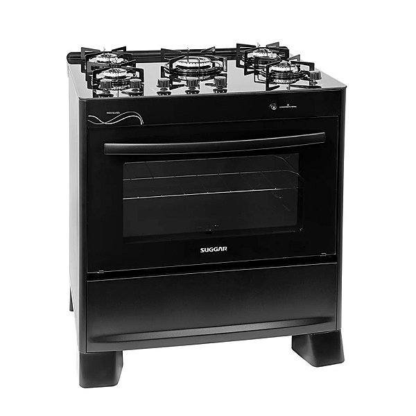 Fogão De Piso 5 Bocas Suggar Neo Glass Preto Bivolt