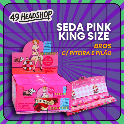 Seda Pink King Size Bros com Piteira e Pilão (un)