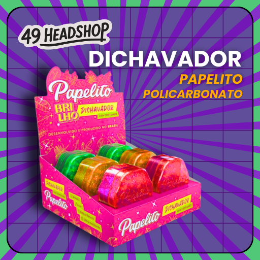 Dichavador Papelito Policarbonato Brilho Colorido – 5 cm com Reservatório